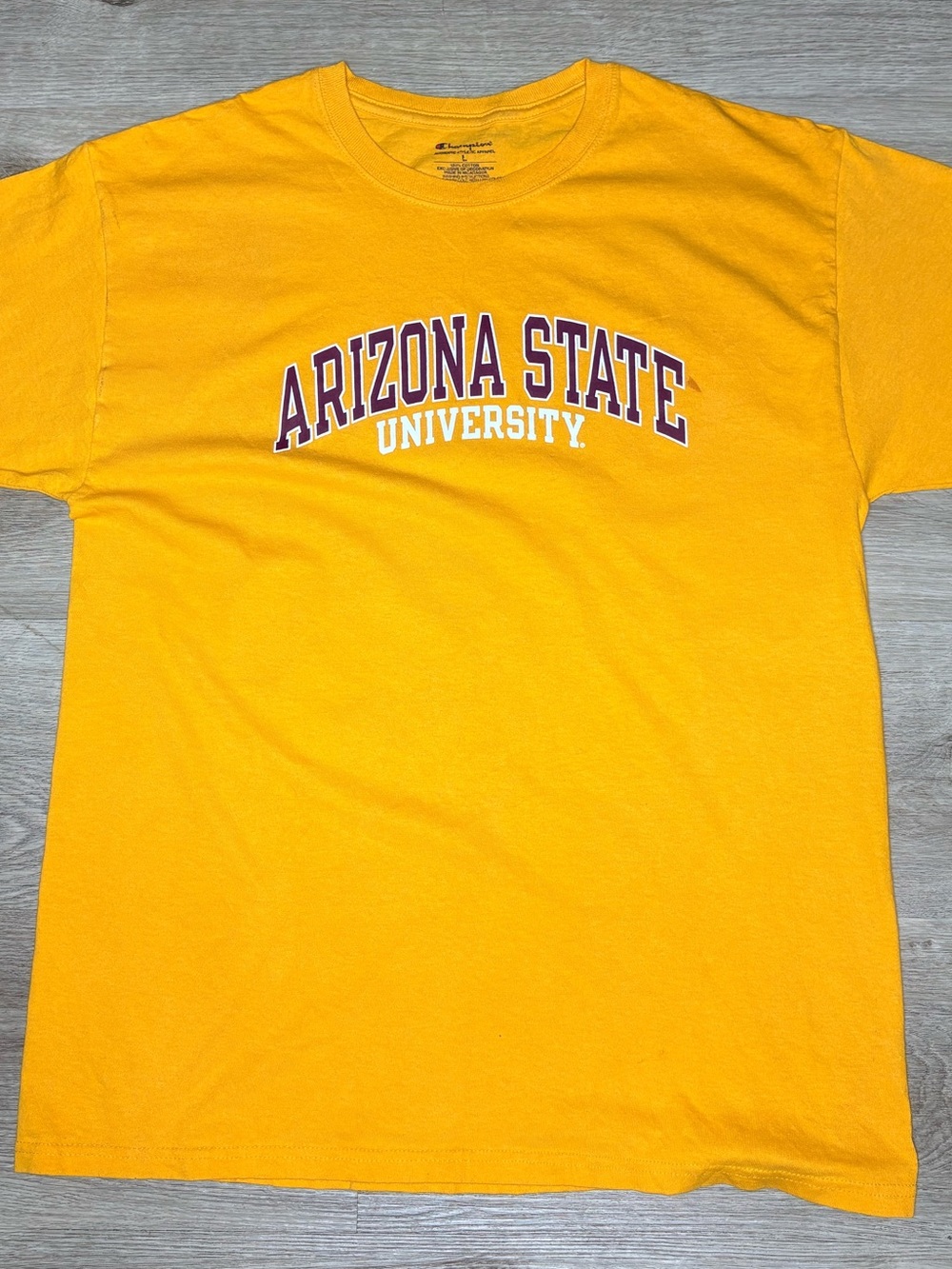 Champion Arizona State University ASU Yellow Graphic Tee Size Large NCAA